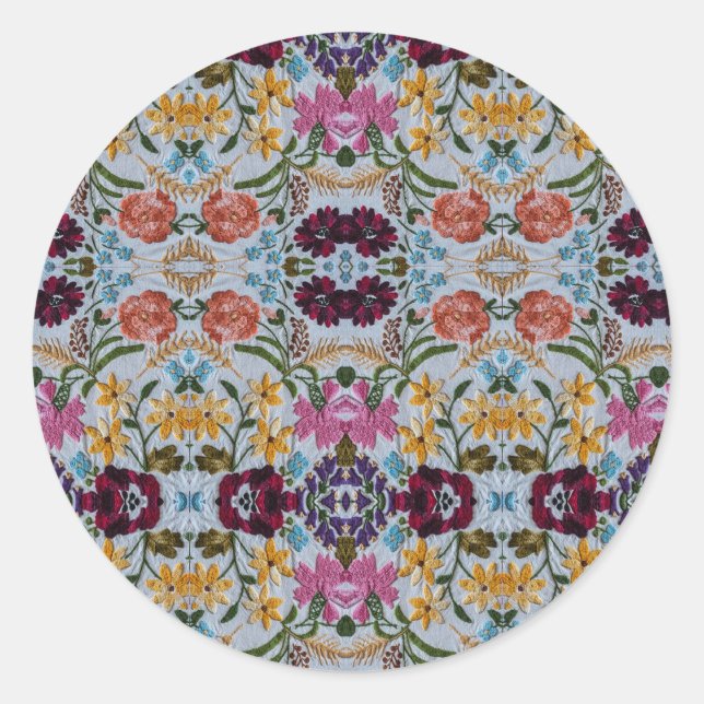 Blumenstickermuster mit schönen Blume Runder Aufkleber (Vorderseite)