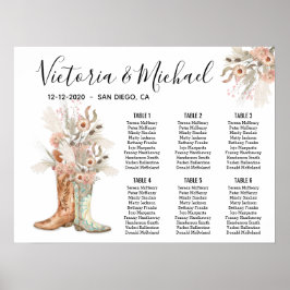 Blumenstiefel für Brille und Groom Cowboy-Seetabel Poster