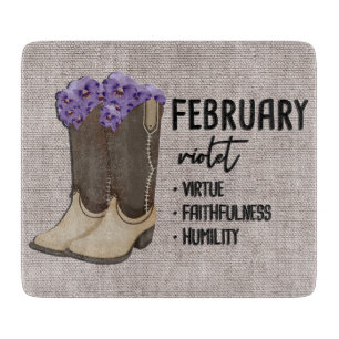 Blumenstiefel Geburtsmonat Blume/Februar Violet Schneidebrett
