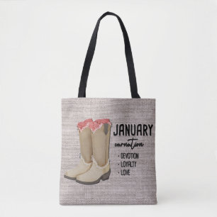 Blumenstiefel Geburtsmonat Blume/Januar-Nelke Tasche