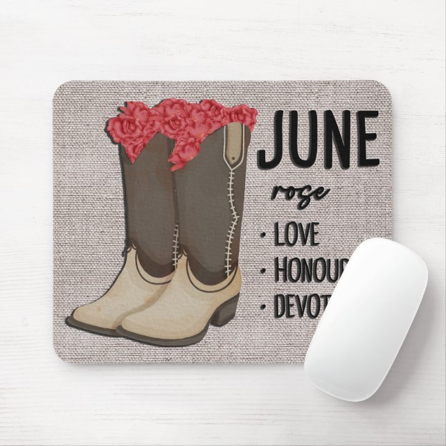Blumenstiefel Geburtsmonat Blume/Juni Rose Mousepad (Mit Mouse)
