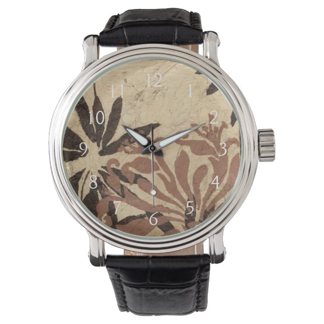 Blumenstil-Design mit tönernen Blätter Armbanduhr (Vorderseite)