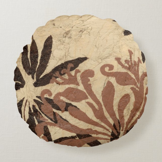 Blumenstil-Design mit tönernen Blätter Rundes Kissen (Vorderseite)