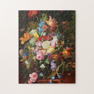 Blumenstillleben aus Rosen, Tulpen und Nelken