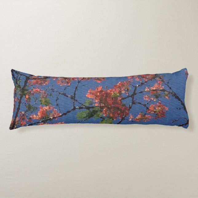 Blumenstoffe, blau seitenschläferkissen (Vorderseite)