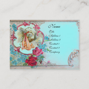 BLUMENSTORK BABY DUSCHE MIT ROSE MONOGRAM VISITENKARTE