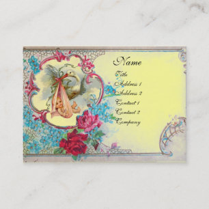 BLUMENSTORK BABY DUSCHE MIT ROSE MONOGRAM VISITENKARTE