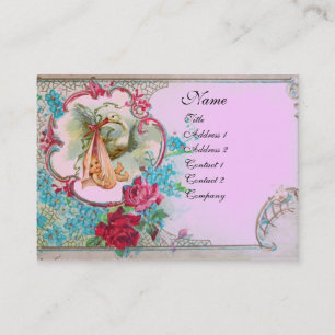 BLUMENSTORK BABY DUSCHE ROSE MONOGRAM Pink Lilac Visitenkarte