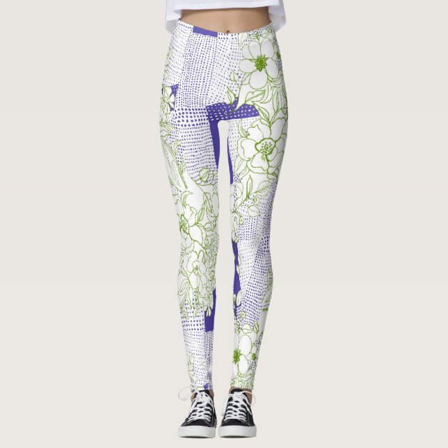Blumenstörung - Abstrakte botanische Leggings (Vorderseite)