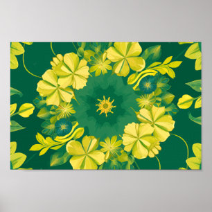 Blumenstrahlen: Gelbes und grünes botanisches Must Poster