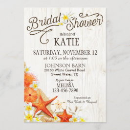 Blumenstrand und Seashells-rustikales Brautparty Einladung