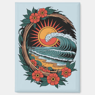 Blumenstrandliebhaber Sonnenuntergang Urlaub Gesch Magnet