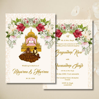 Blumenstrauch Sikh Hochzeit Einladung Karte