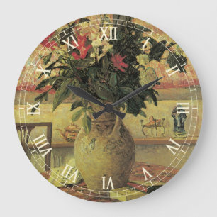 Blumenstrauß am Fenster von Maxine Maufra Große Wanduhr