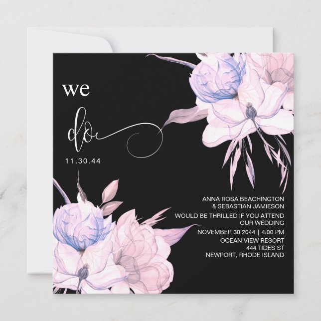 *~* Blumenstrauß AR15 QR UAWG Blush PINK WEDDING Einladung (Vorderseite)