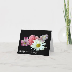 Blumenstrauß auf schwarzer Muttertagskarte Karte