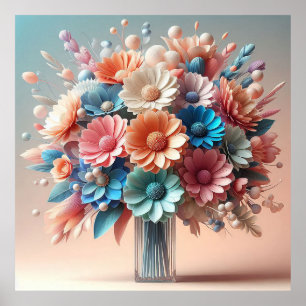 Blumenstrauß aus Papierblumen Poster