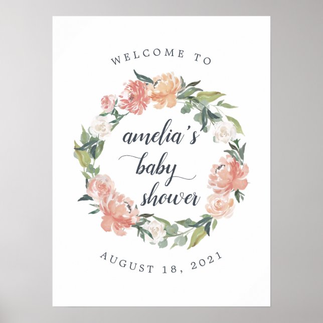 Blumenstrauß Babydusche im Sommer Begrüßung Poster (Vorne)