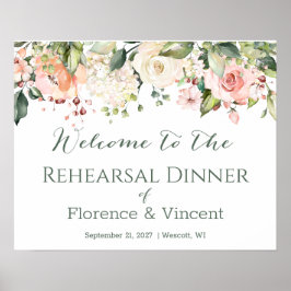 Blumenstrauß, Blattwerk Probe Abendessen Willkomme Poster