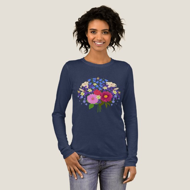 Blumenstrauß Blau Tri-Blend Shirt (Volle Vorderseite)
