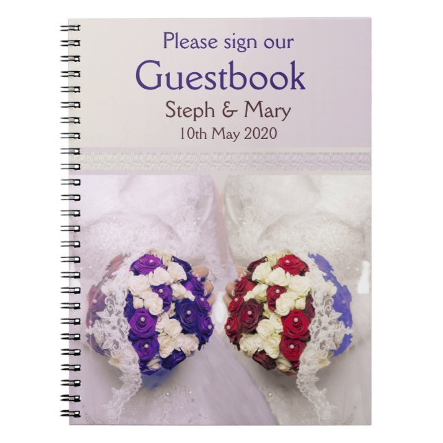 Blumenstrauß-BräuteGuestbook für eine lesbische Notizblock (Vorderseite)