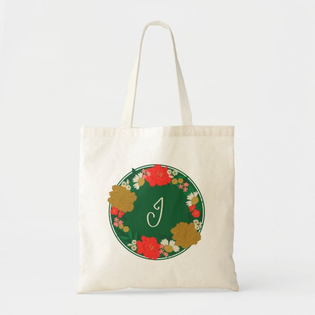 Blumenstrauß Brautparty Geschenk mit Monogramm Tragetasche (Vorne)