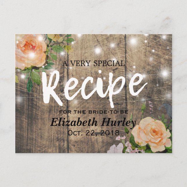 Blumenstrauß Brautparty Rezept Einladungspostkarte (Vorderseite)