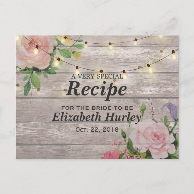 Blumenstrauß Brautparty Rezept Einladungspostkarte (Vorderseite)