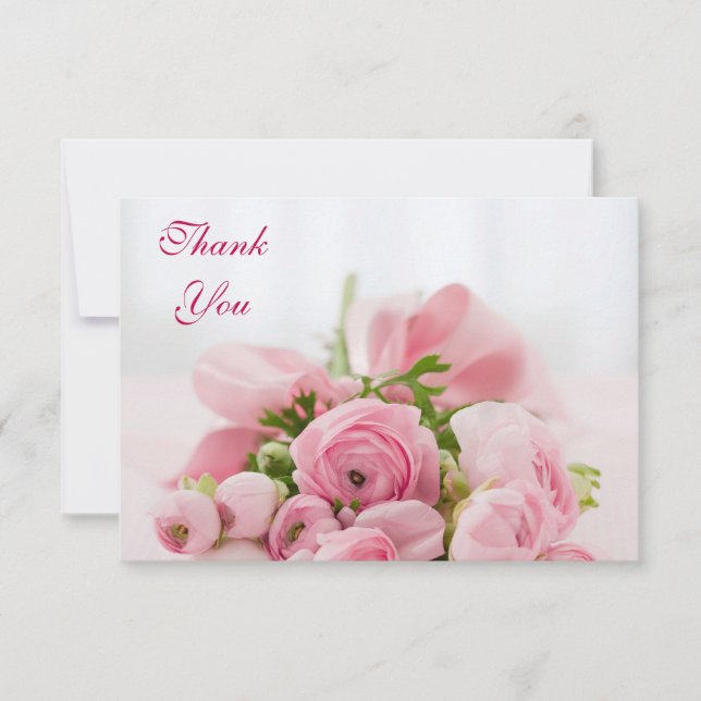 Blumenstrauß der rosa Rosen danken Ihnen Dankeskarte (Vorderseite)