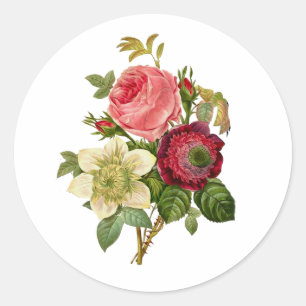 Blumenstrauß der Rosen-Aufkleber Runder Aufkleber