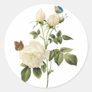Blumenstrauß der weißen Rosen mit Runder Aufkleber