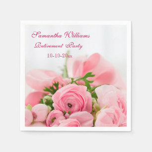 Blumenstrauß des rosa Rosen-Ruhestands-Party Serviette