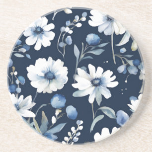 Blumenstrauß Elegant Aquarell Blau Getränkeuntersetzer