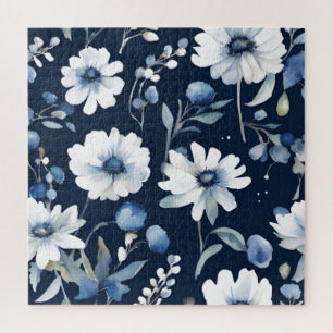 Blumenstrauß Elegante Aquarell Blau