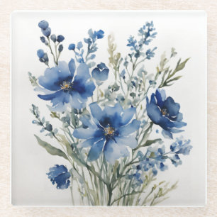 Blumenstrauß Elegante Aquarellmalerei Glasuntersetzer