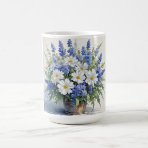 Blumenstrauß Elegante Aquarellmalerei Kaffeetasse