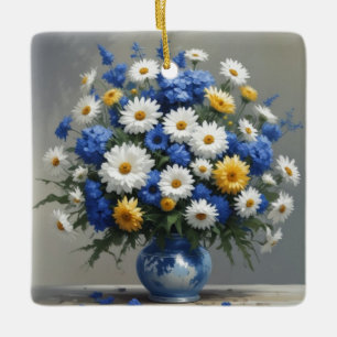 Blumenstrauß Elegante Aquarellmalerei Keramikornament
