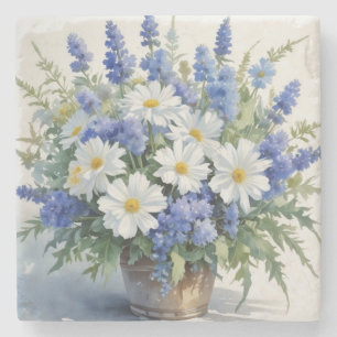 Blumenstrauß Elegante Aquarellmalerei Steinuntersetzer