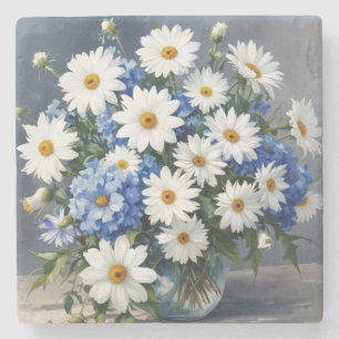 Blumenstrauß Elegante Margeriten Aquarell Steinuntersetzer