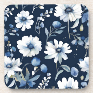 Blumenstrauß Elegante Wasserfarbe Blau Getränkeuntersetzer