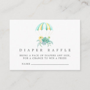Blumenstrauß Fallschirm Baby Shower Windel Raffle Begleitkarte