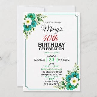 Blumenstrauß Florales Design Geburtstag Einladung