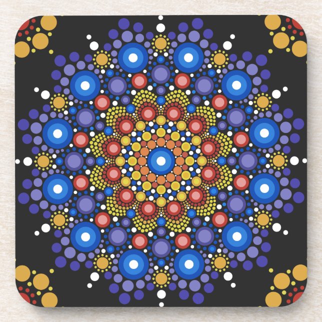 Blumenstrauß Fraktal Retro Mandala Getränkeuntersetzer (Vorderseite)