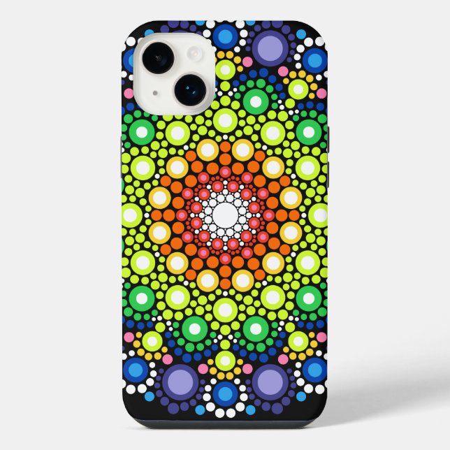 Blumenstrauß Fraktal Retro Mandala iPhone 14 Plus Hülle (Rückseite)