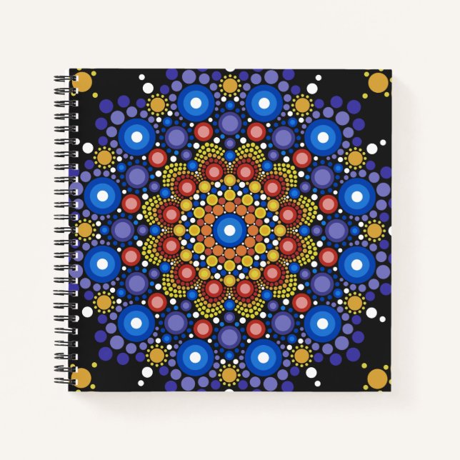 Blumenstrauß Fraktal Retro Mandala Notizbuch (Vorderseite)