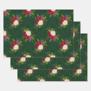 Blumenstrauß Geschenkpackung Grün 3 Packung Geschenkpapier Set