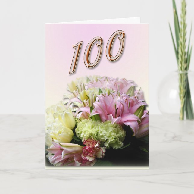 Blumenstrauß-glückliche 100. karte (Vorderseite)