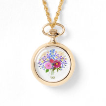 Blumenstrauß-Halskette-Uhr