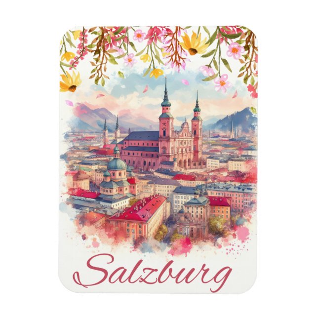 Blumenstrauß Hauptstadt salzburg skyline Magnet (Vertikal)