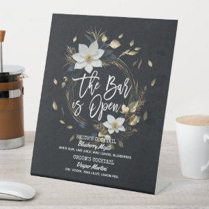 Blumenstrauß Hochzeit Das Bar ist ein offenes Getr Sockelschild